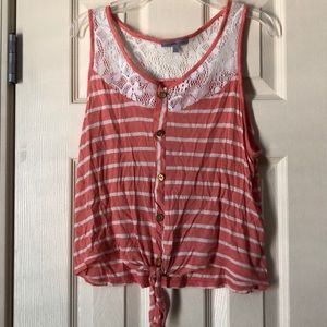 Coral stripped crop top
